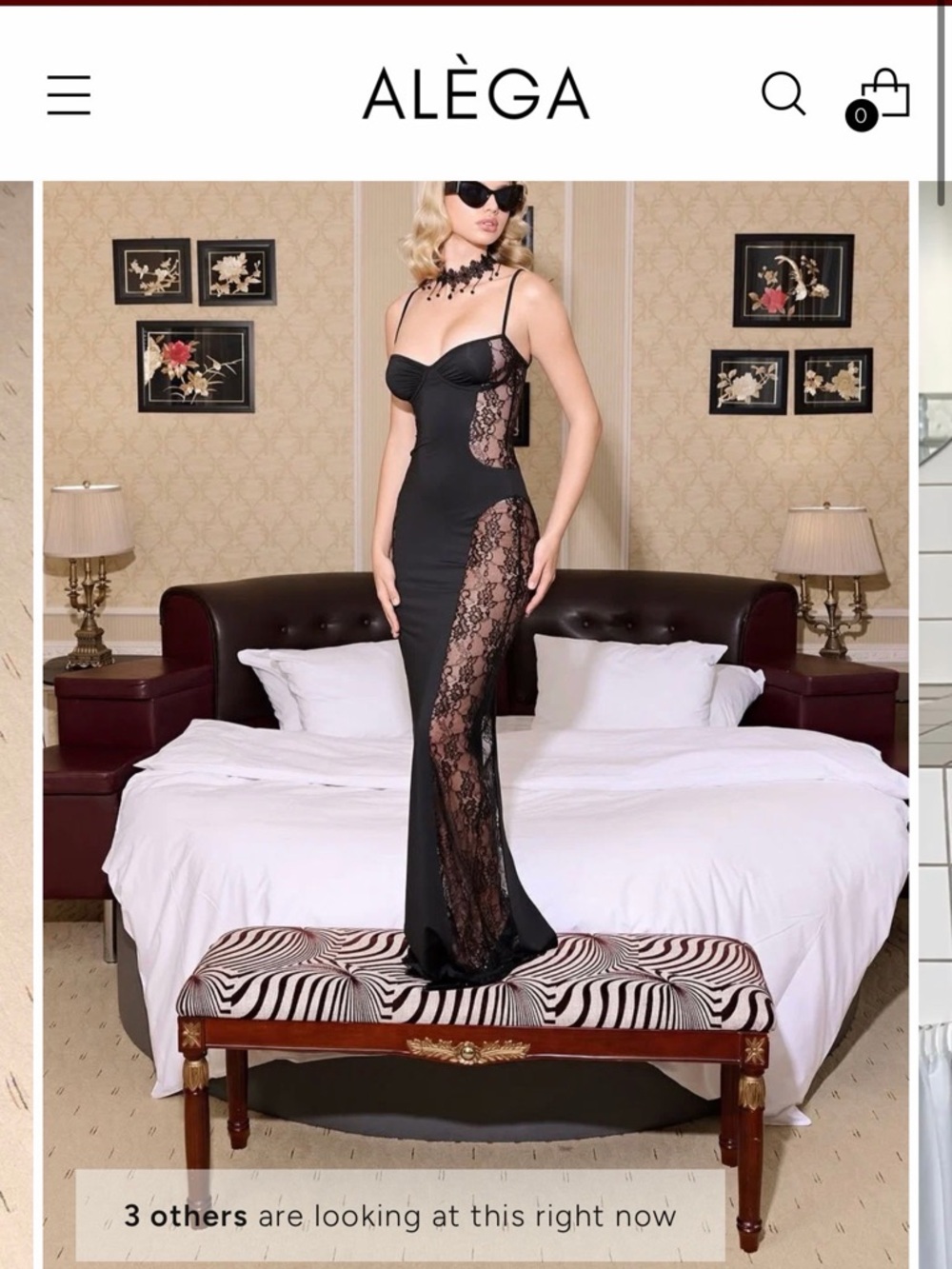 Alèga Black Lace-Panel Trina Maxi Dress